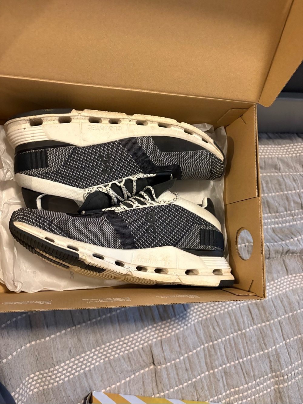 Men's Knit Slip-On Sneakers in Black and White